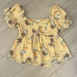 NWOT Chiffon yellow floral blouse